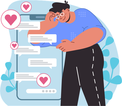 Homem mostrando bate-papo de amor  Illustration