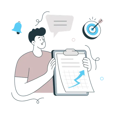 Homem mostrando estratégia de marketing  Illustration