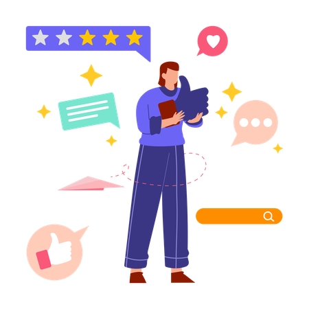 Homem mostrando feedback  Ilustração