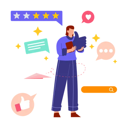 Homem mostrando feedback  Ilustração