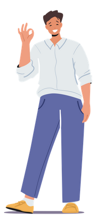 Homem mostrando gesto de aprovação  Ilustração