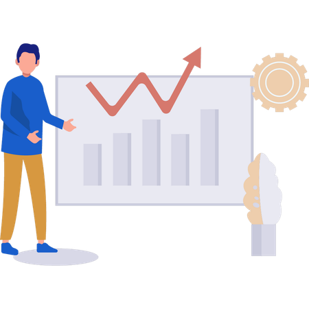 Homem mostrando gráfico  Ilustração
