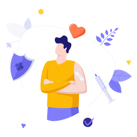 Homem mostrando vacinado  Illustration