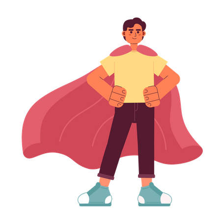 Homem motivado vestindo super-herói  Ilustração