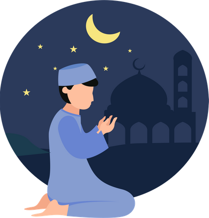 Homem muçulmano em oração  Ilustração