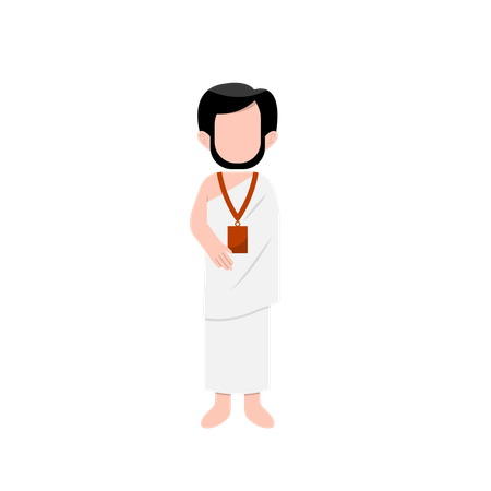 Homem muçulmano em peregrinação ao Hajj  Ilustração