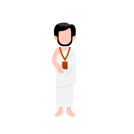 Homem muçulmano em peregrinação ao Hajj  Ilustração