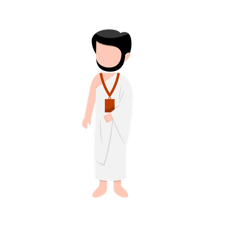 Homem muçulmano em peregrinação ao Hajj  Ilustração