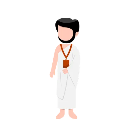 Homem muçulmano em peregrinação ao Hajj  Ilustração
