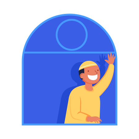 Homem muçulmano ficando em casa  Ilustração
