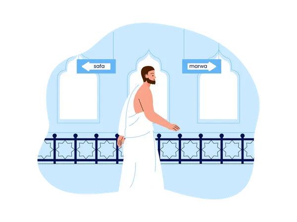 Homem muçulmano indo orar  Ilustração