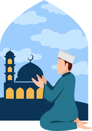 Homem muçulmano rezando o Ramadã Namaz  Illustration