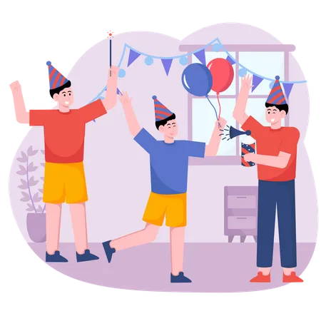 Homem na festa de ano novo  Ilustração