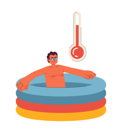 Homem na piscina infantil  Ilustração