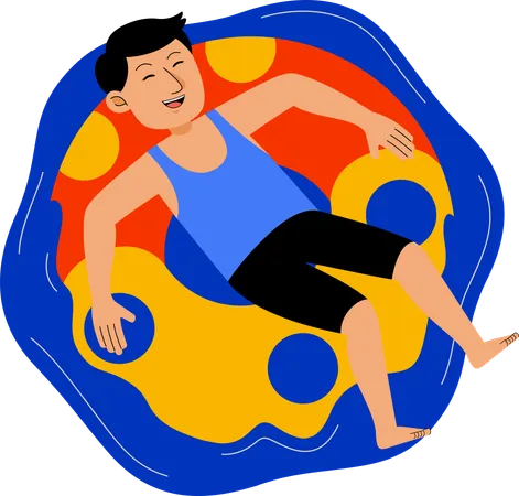 Homem Nadando Com Boia Ilustração