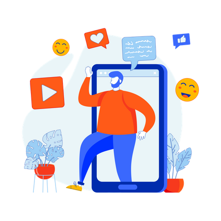 Homem nas redes sociais  Illustration