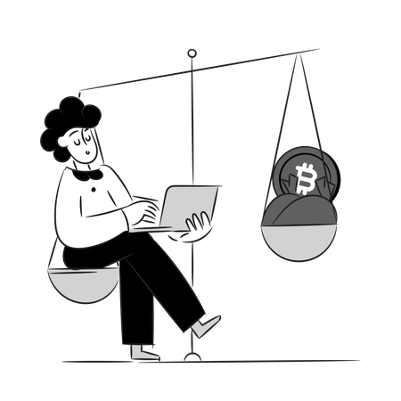 Homem negociando bitcoin  Illustration