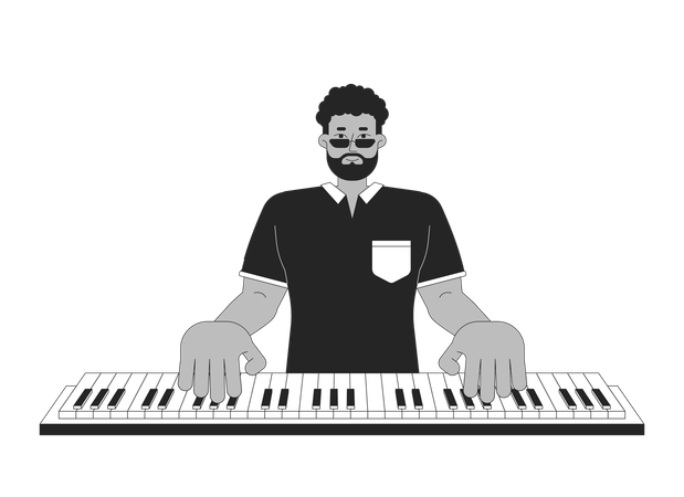 Homem negro tocando piano  Ilustração