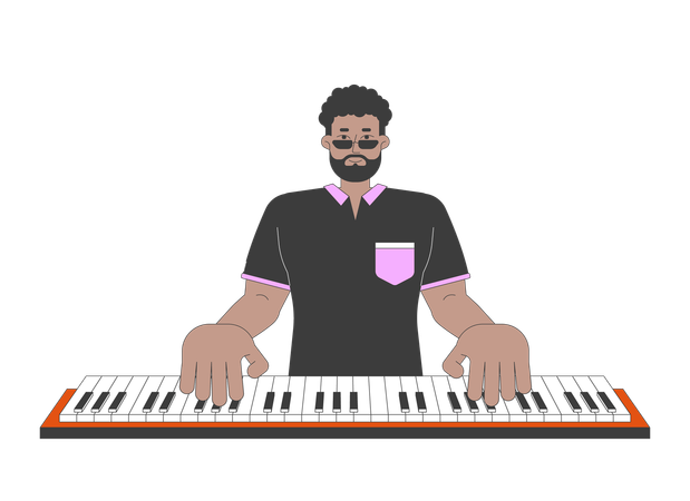 Homem negro tocando piano  Ilustração
