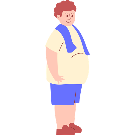 Homem obeso com muita gordura na barriga  Ilustração