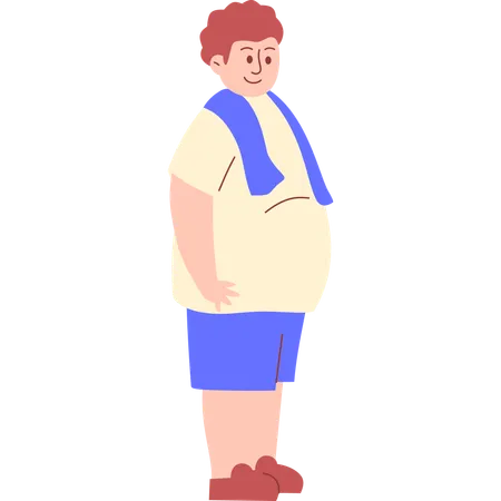 Homem obeso com muita gordura na barriga  Ilustração