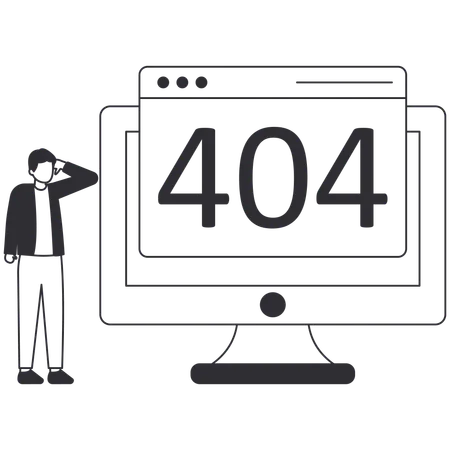 Homem recebendo erro 404  Ilustração