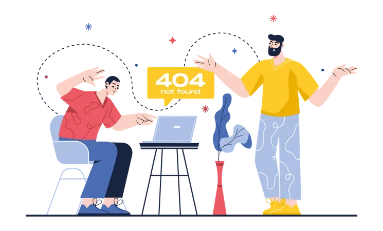 Homem recebendo erro 404  Ilustração