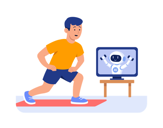 Homem se torna treinador de fitness com IA  Ilustração