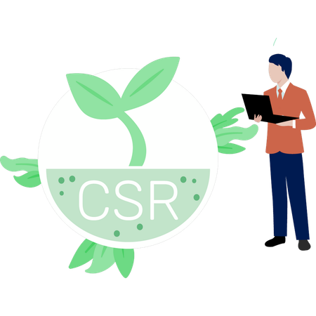 Homem olhando para a fábrica de CSR  Ilustração