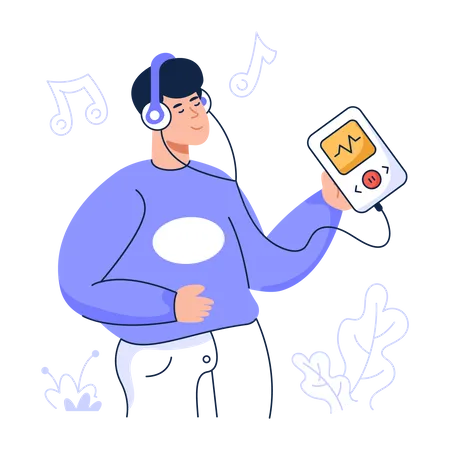 Homem ouvindo música  Ilustração