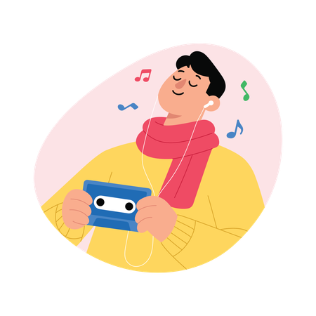 Homem ouvindo músicas  Ilustração