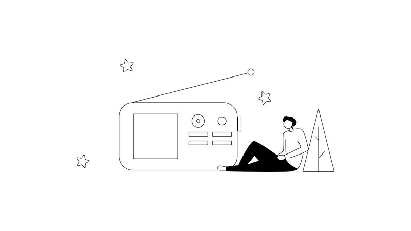Homem ouvindo podcast de rádio  Illustration