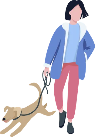 Homem passeando com cachorro  Ilustração