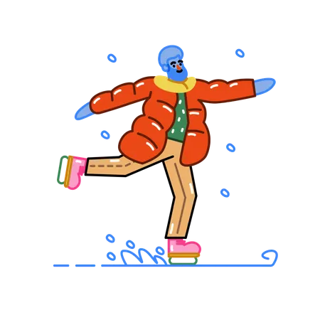 Homem patinando no gelo  Ilustração