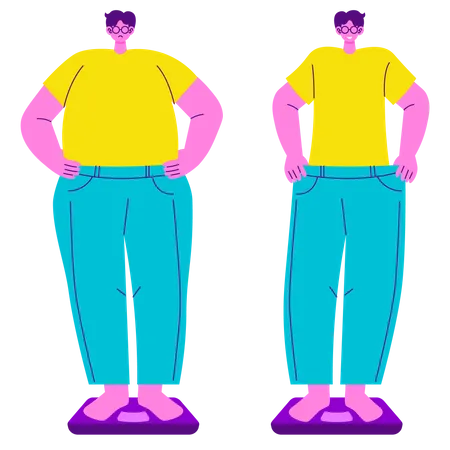 Homem perdendo peso  Ilustração