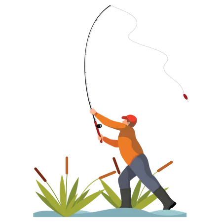 Homem pescando  Ilustração
