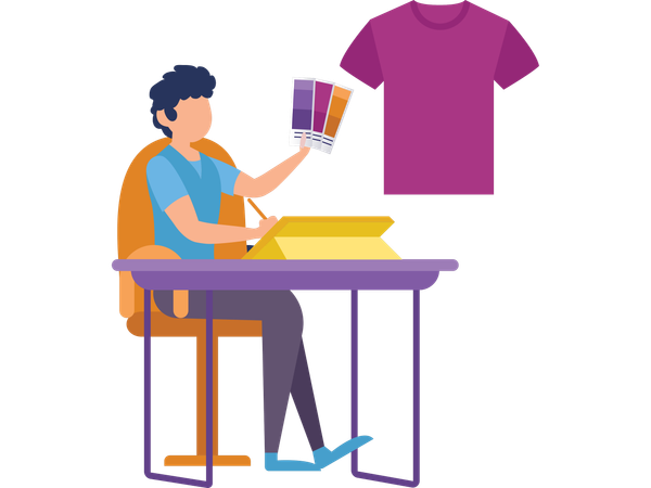 Homem pintando camisa  Ilustração