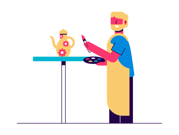 Homem pintando jarro  Illustration