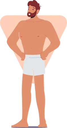 Homem posando enquanto usava shorts  Ilustração