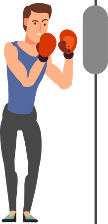 Homem praticando boxe  Ilustração