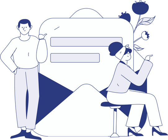 Homem preenchendo o Sistema de Feedback do Cliente  Ilustração