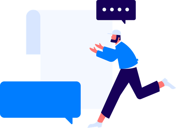 Homem preenchendo o Sistema de Feedback do Cliente  Ilustração