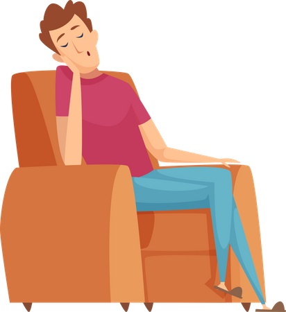 Homem preguiçoso dormindo no sofá  Ilustração
