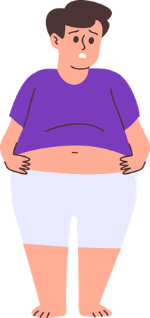 Homem preocupado com barriga grande  Ilustração