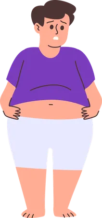 Homem preocupado com barriga grande  Ilustração