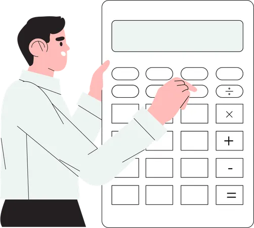Homem preparando documentos para cálculo de impostos  Ilustração