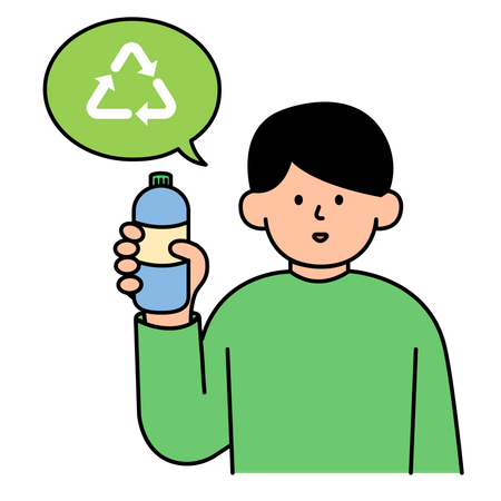 Homem preparando garrafas para reciclagem  Ilustração