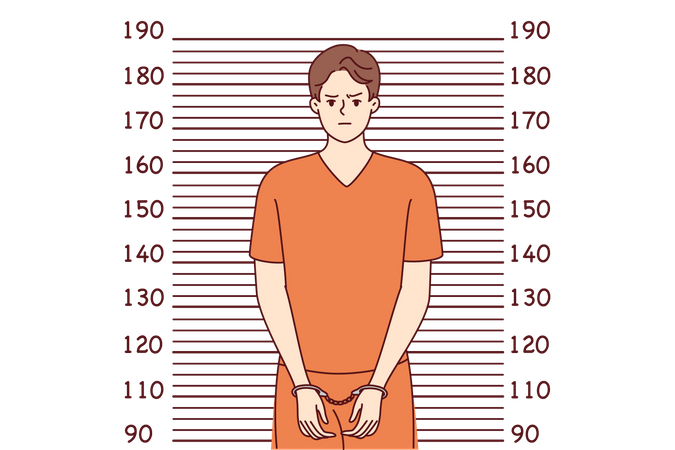 Condenado masculino na delegacia  Ilustração
