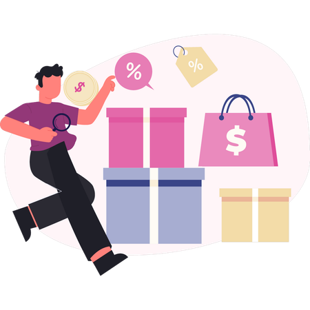 Homem procurando caixa de entrega online  Ilustração