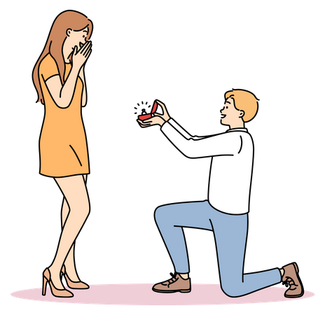 Homem proposta mulher  Ilustração